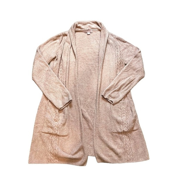 Barefoot Dreams Cozy Chic Tan Womens Cardigan Size Small